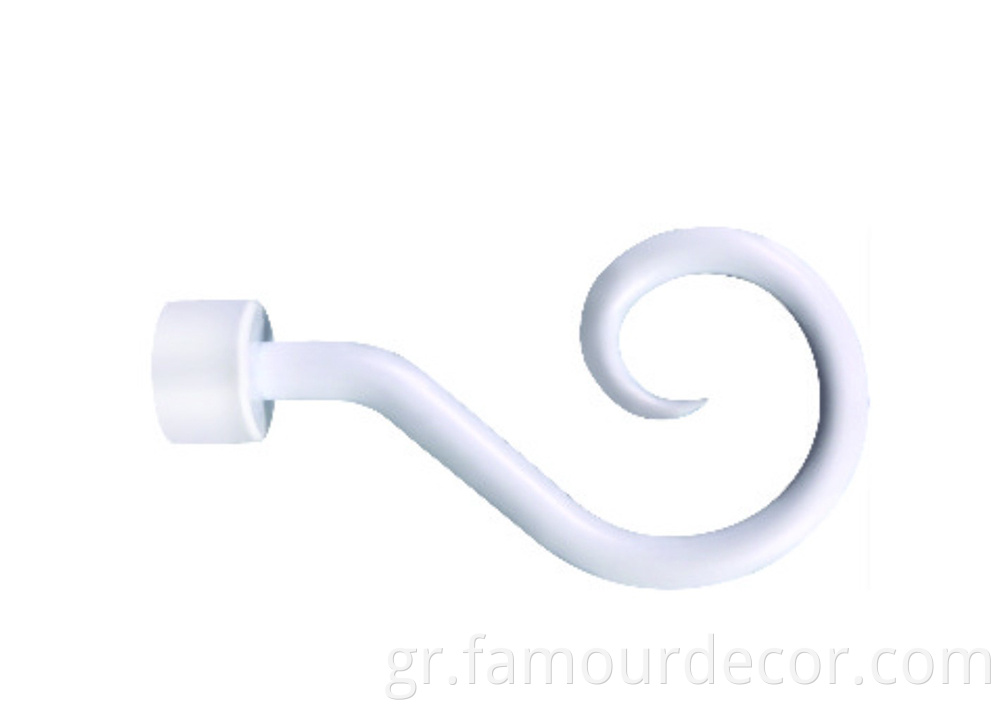 White hook pattern plastic head curtain rod